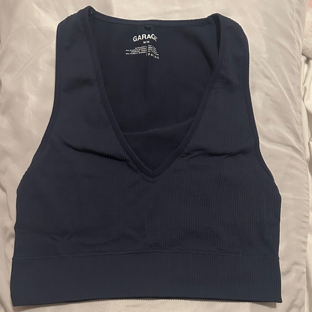 Garage Deep Blue V-Neck Crop Top
